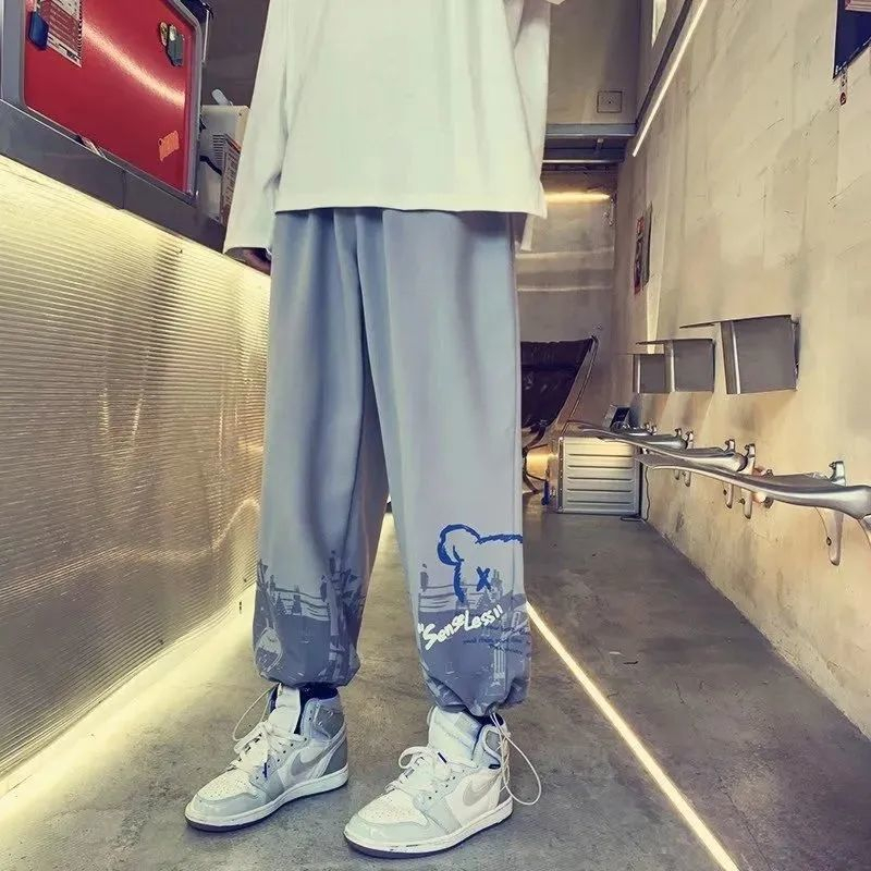 Quần Dài Thể Thao Dây Rút Dáng Rộng Phong Cách Hong Kong Thời Trang Mùa Thu Mới Cho Nam