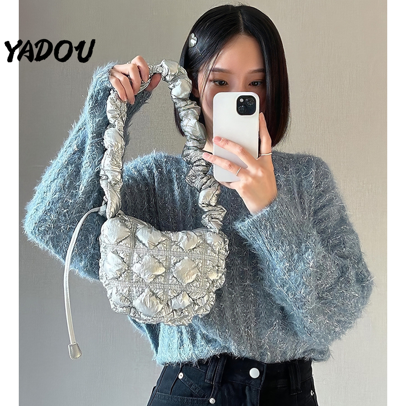 Carlyn Túi đeo vai YADOU thiết kế gấp nếp đám mây phong cách Hàn Quốc thời trang cho nữ