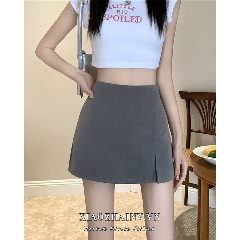 Chân Váy Chữ A Lưng Cao Thiết Kế Xẻ Tà Thời Trang Mùa Hè Hàn Quốc Cho Nữ