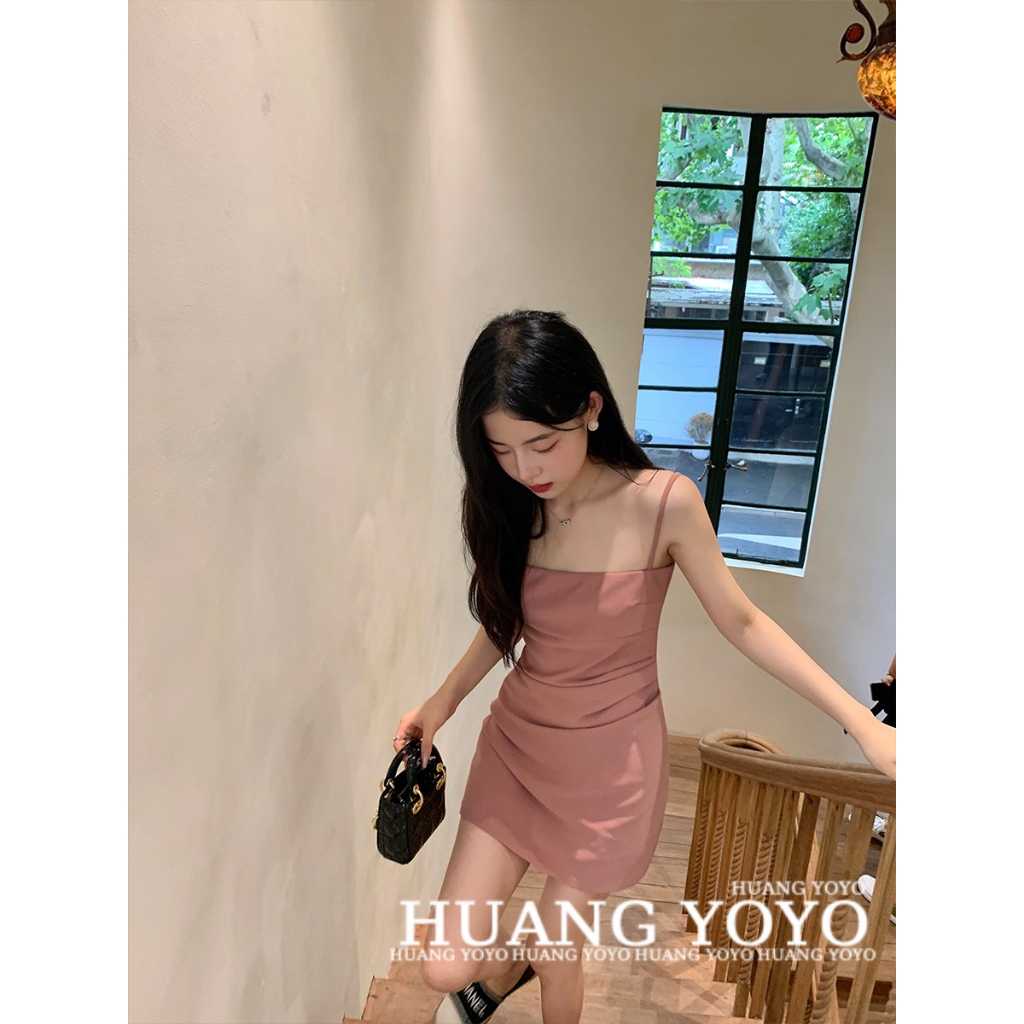 Đầm Ôm Hai Dây Màu Hồng Thời Trang Gợi Cảm Cho Nữ