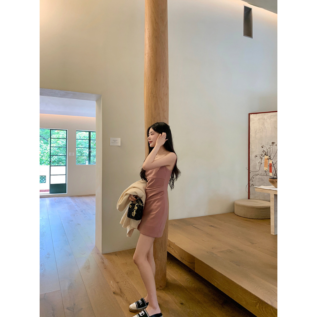 Đầm Ôm Hai Dây Màu Hồng Thời Trang Gợi Cảm Cho Nữ