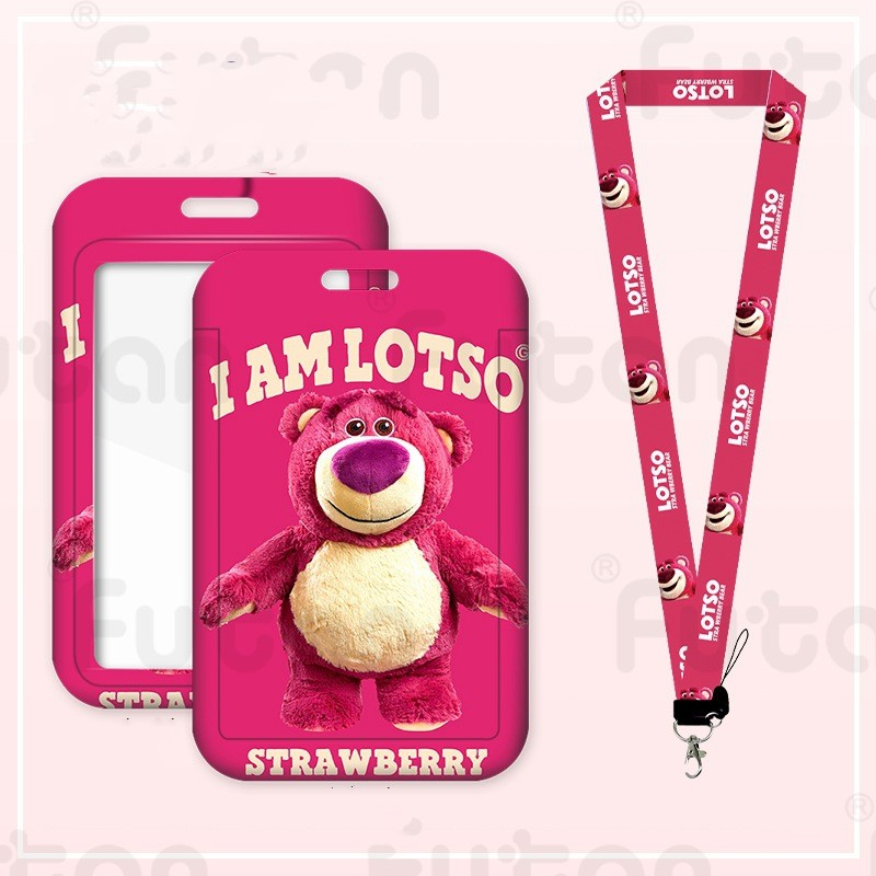 Ví Đựng Thẻ ID / Danh Thiếp Họa Tiết Gấu Dâu Tây Thời Trang Có Dây Đeo