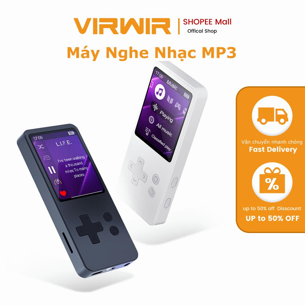 VIRWIR Máy Nghe Nhạc MP3 1.8 &quot;4GB Bluetooth HIFI FM Radio Báo Động E-Book