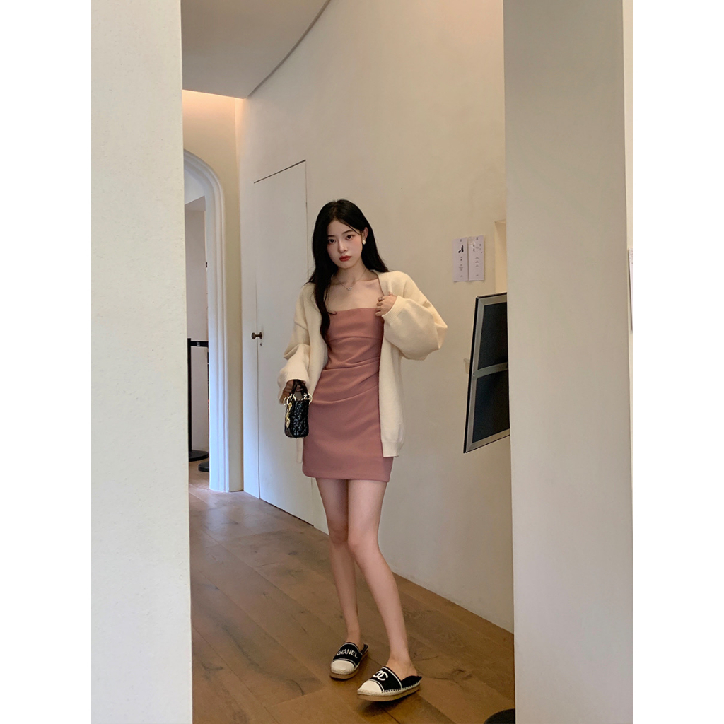 Đầm Ôm Hai Dây Màu Hồng Thời Trang Gợi Cảm Cho Nữ