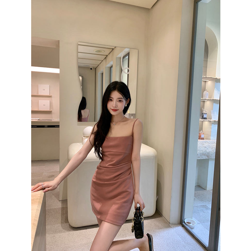 Đầm Ôm Hai Dây Màu Hồng Thời Trang Gợi Cảm Cho Nữ