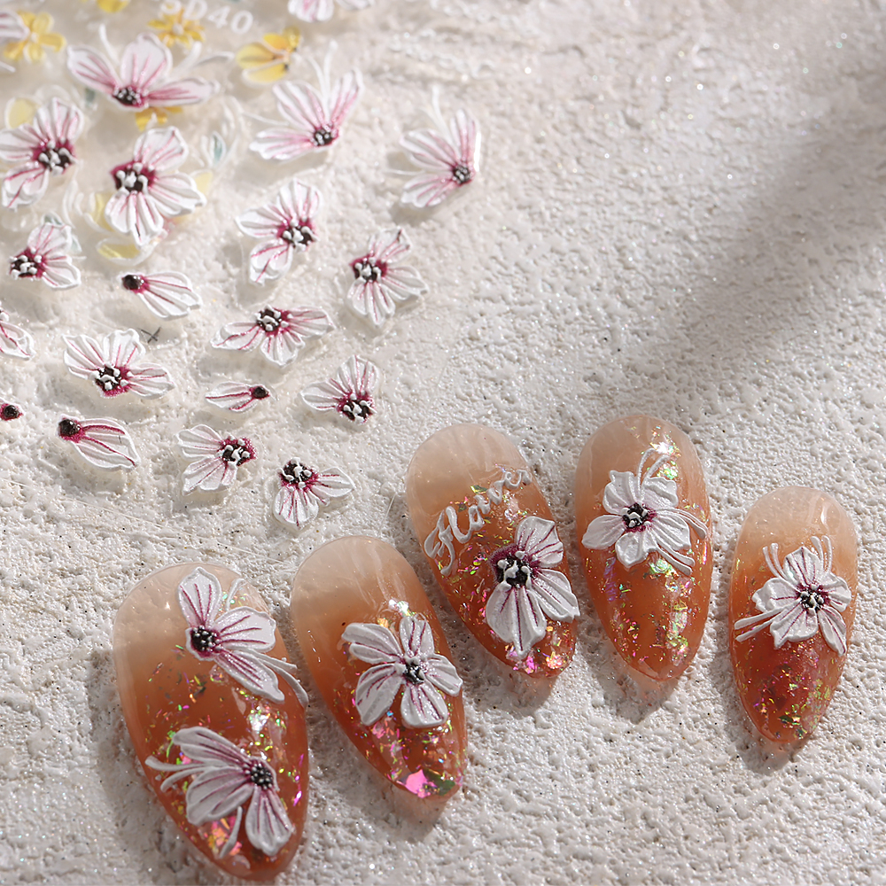 Miếng Dán Trang Trí Móng Tay Hình Hoa Anh Đào 5D