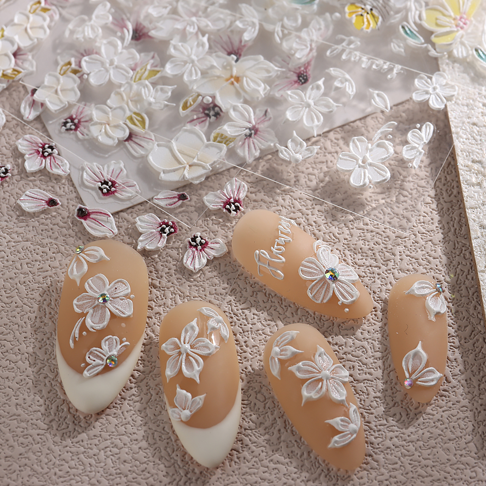 Miếng Dán Trang Trí Móng Tay Hình Hoa Anh Đào 5D