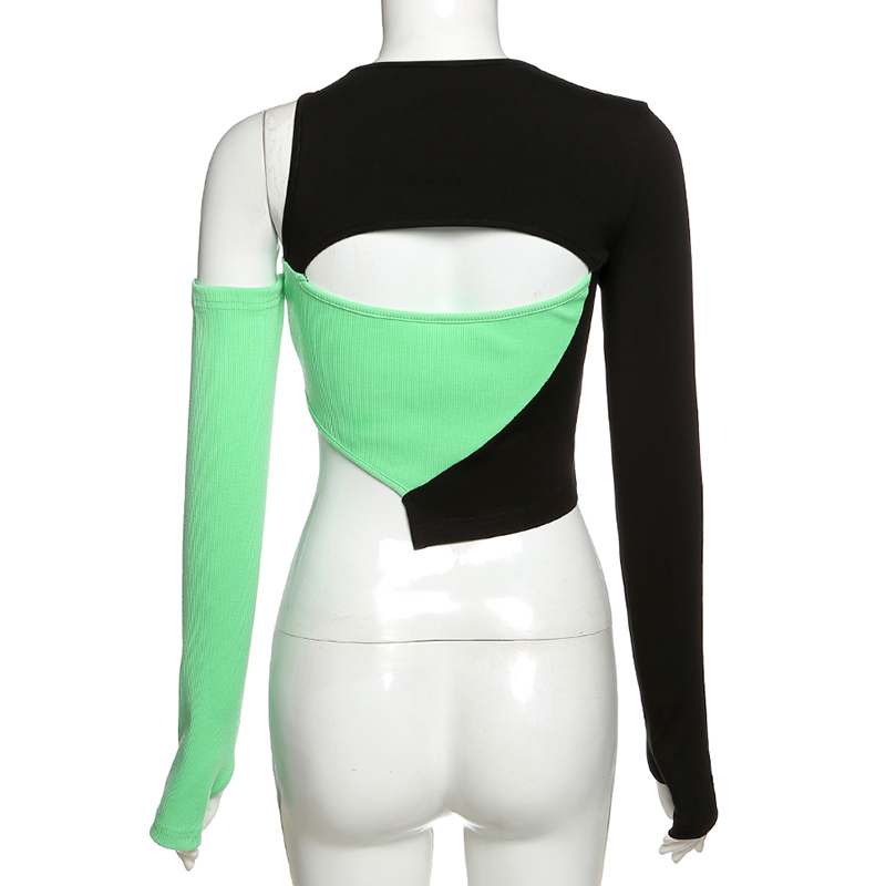 Áo Croptop Tay Dài Lệch Vai Dáng Ôm Phong Cách Mỹ Thời Trang Cho Nữ
