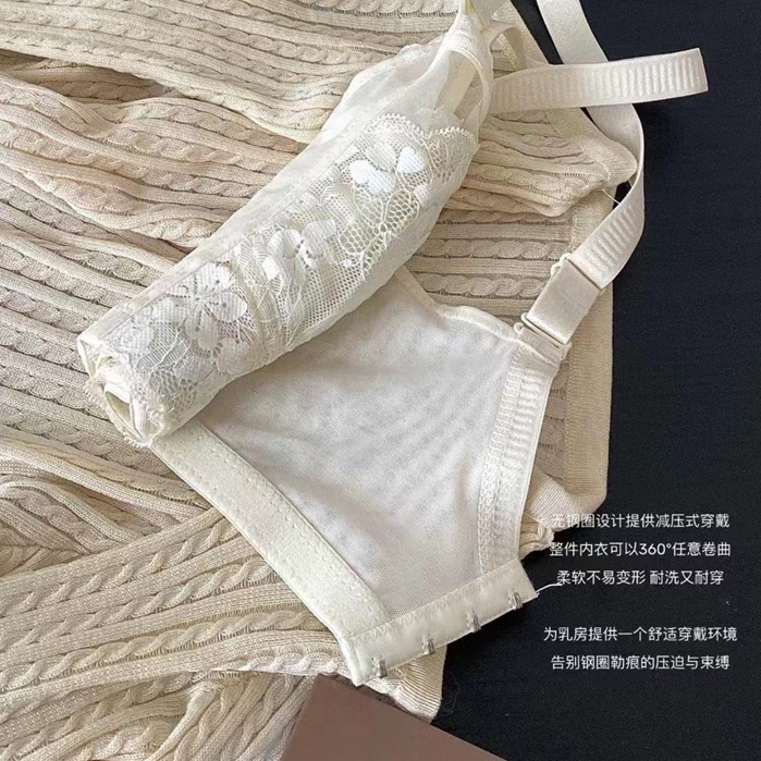 Áo bra YIBEIKA thêu hoa siêu mỏng plus size