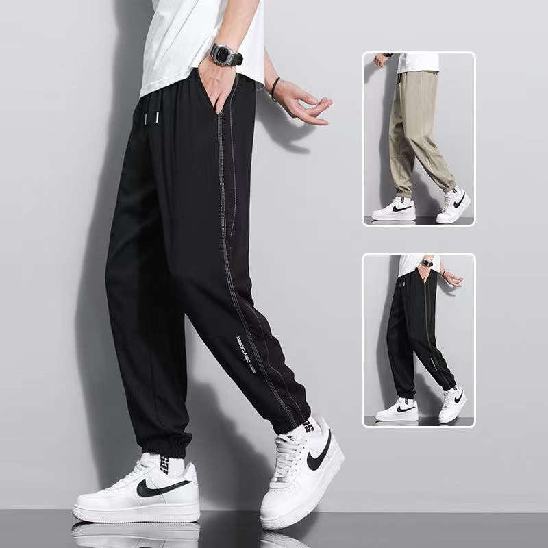 Quần Legging Thể Thao Dài Ngang Mắt Cá Chân Dáng Rộng Màu Trơn Kẻ Sọc Hai Bên Đơn Giản Phong Cách Nhật Bản Dành Cho Bạn Trai Z0408