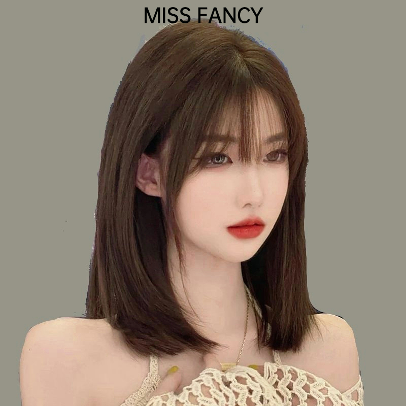 Tóc giả thẳng MISS FANCY tóc giả thẳng mượt Tóc giả ngắn ngang vai Bộ tóc giả thời trang 40cm Tóc giả tóc ngắn thẳng