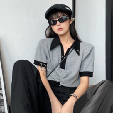 Áo polo Tay Ngắn Phong Cách Retro Hàn Quốc COZOK