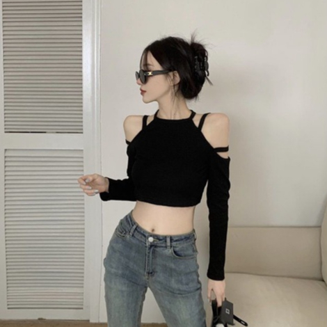 Áo thun COZOKC tay dài hở vai thời trang dành cho nữ