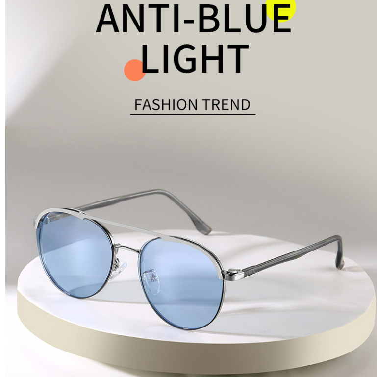 Kính Mát Gọng Kim Loại Tròn 2 Trong 1 Phong Cách Retro Thời Trang Unisex