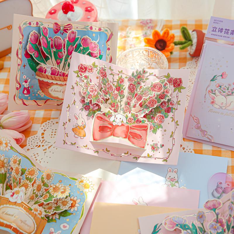 (thiệp mừng ngày của mẹ) Mr. Paper 1 vé/túi 3d Tấm thiệp điện tử Sáng tạo Hoa hồng Hướng dương Và hoa Thỏ con Phước lành lễ hội Món quà cho ngày của mẹ Tấm thiệp điện tử Để lại tin nhắn Hoa hồng Hoa cẩm chướng Hướng dương tulip