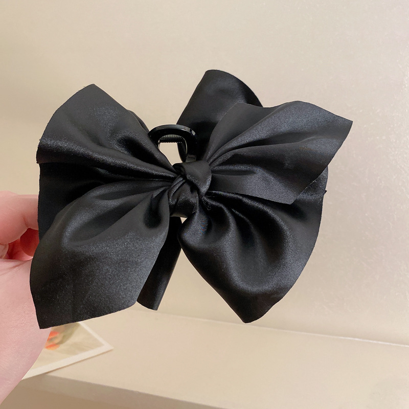 Kẹp Tóc Nơ Vải Satin Kiểu Retro Pháp Dễ Thương