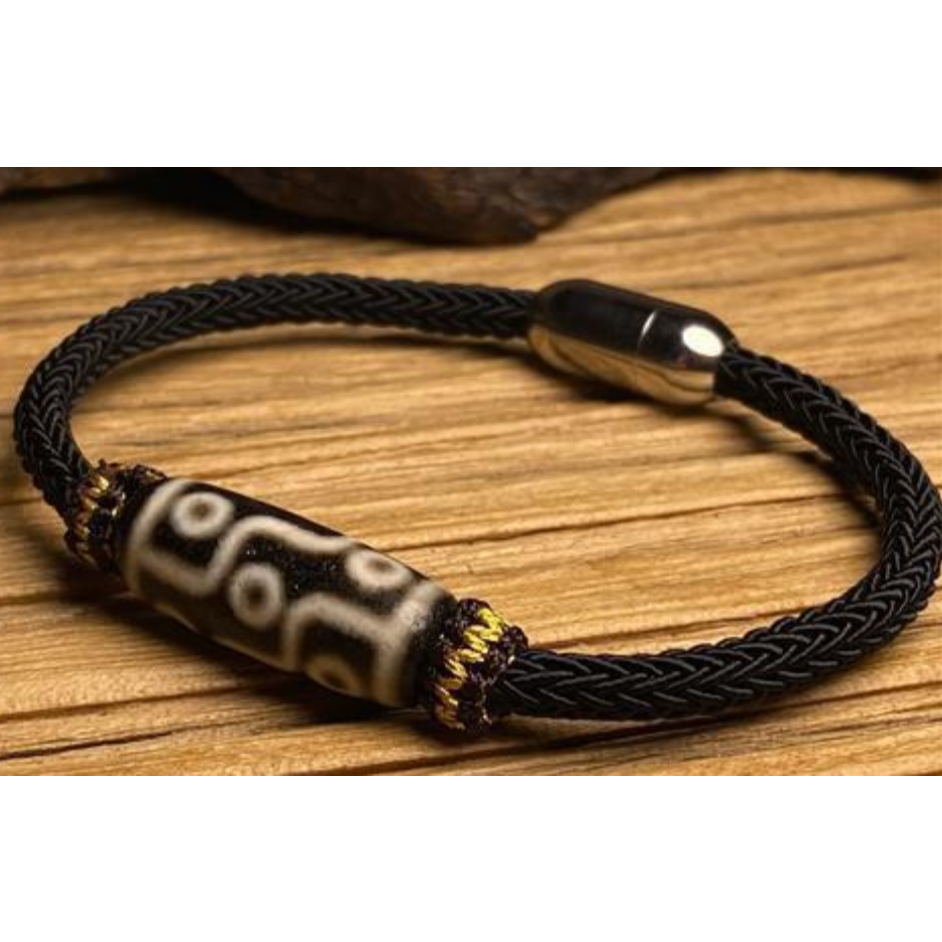 Vòng Tay Đá Mã Não Tự Nhiên Chín Mắt Chính Hãng Tây Tạng Dzi Cho Nam Và Nữ