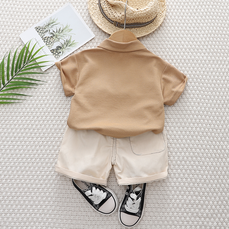 Set Áo Sơ Mi Tay Ngắn Và Quần Short Cotton Màu Trơn Thêu Hình Thỏ Phong Cách Mới Dành Cho Bé Kích Thước 80-120cm