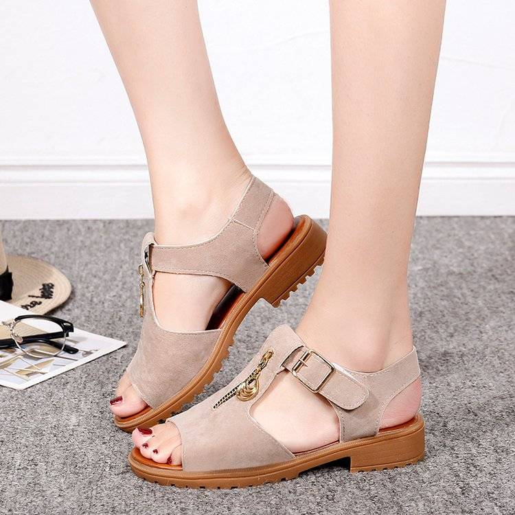 Giày Sandal Gót Thấp Hở Ngón Màu Sắc Thời Trang Dành Cho Nữ