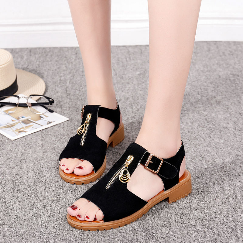 Giày Sandal Gót Thấp Hở Ngón Màu Sắc Thời Trang Dành Cho Nữ