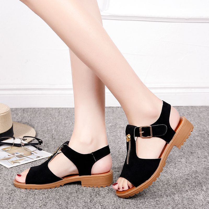 Giày Sandal Gót Thấp Hở Ngón Màu Sắc Thời Trang Dành Cho Nữ