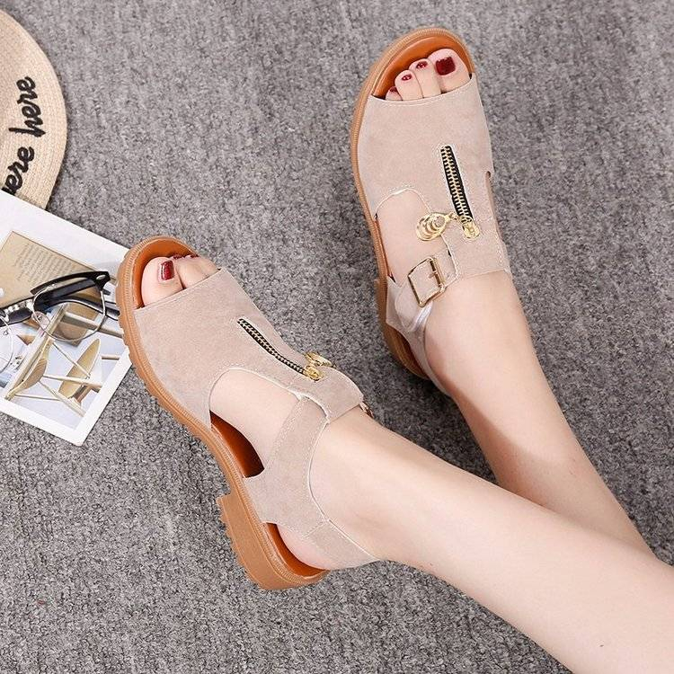 Giày Sandal Gót Thấp Hở Ngón Màu Sắc Thời Trang Dành Cho Nữ