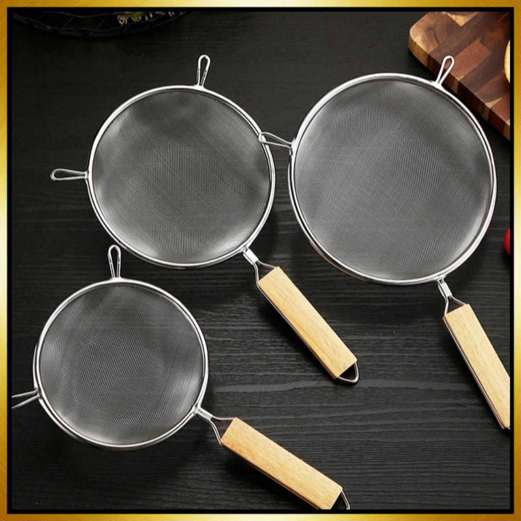 GUANHUA Muỗng múc cặn dầu/muỗng lọc/Dụng Cụ Lọc Dầu Bằng Thép Không Gỉ Tay Cầm Gỗ Tiện Dụng