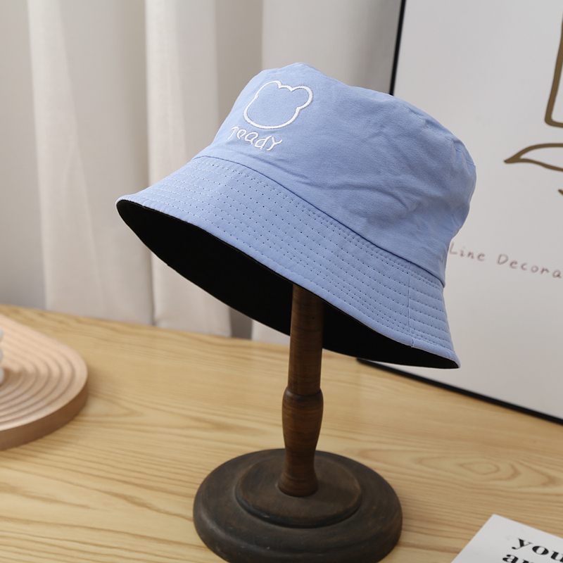 Nón Tai Bèo Hai Mặt Thêu Hình Gấu Dễ Thương Phong Cách Hàn Quốc Thời Trang Mùa Hè Cho Nữ