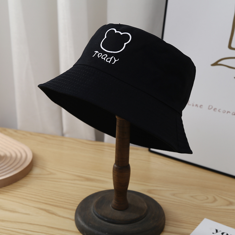 Nón Tai Bèo Hai Mặt Thêu Hình Gấu Dễ Thương Phong Cách Hàn Quốc Thời Trang Mùa Hè Cho Nữ