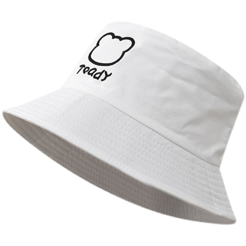 Nón Tai Bèo Hai Mặt Thêu Hình Gấu Dễ Thương Phong Cách Hàn Quốc Thời Trang Mùa Hè Cho Nữ