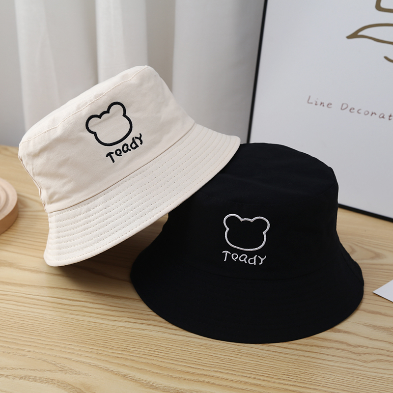 Nón Tai Bèo Hai Mặt Thêu Hình Gấu Dễ Thương Phong Cách Hàn Quốc Thời Trang Mùa Hè Cho Nữ