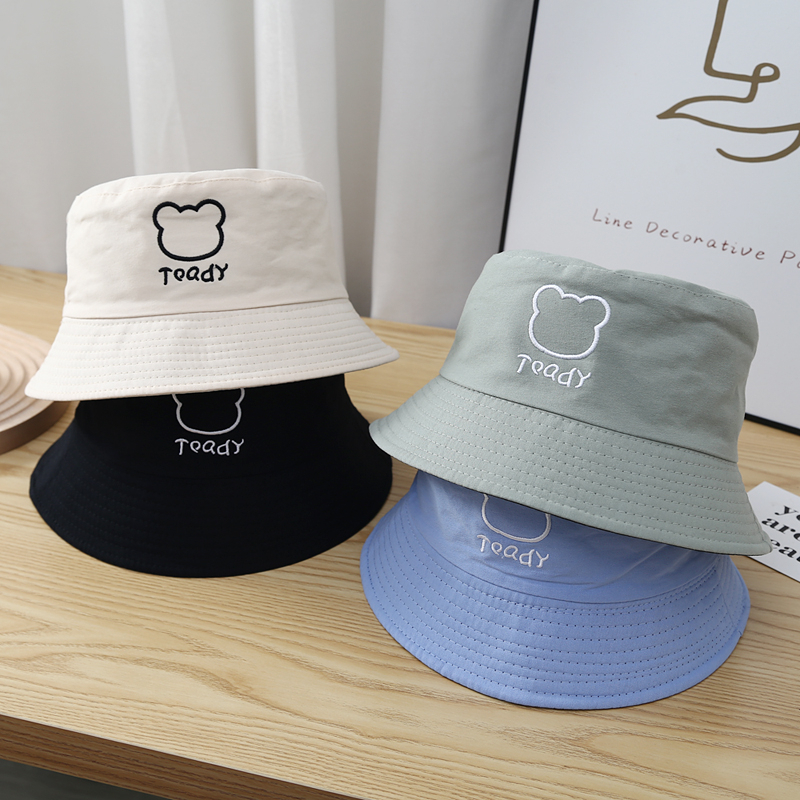 Nón Tai Bèo Hai Mặt Thêu Hình Gấu Dễ Thương Phong Cách Hàn Quốc Thời Trang Mùa Hè Cho Nữ