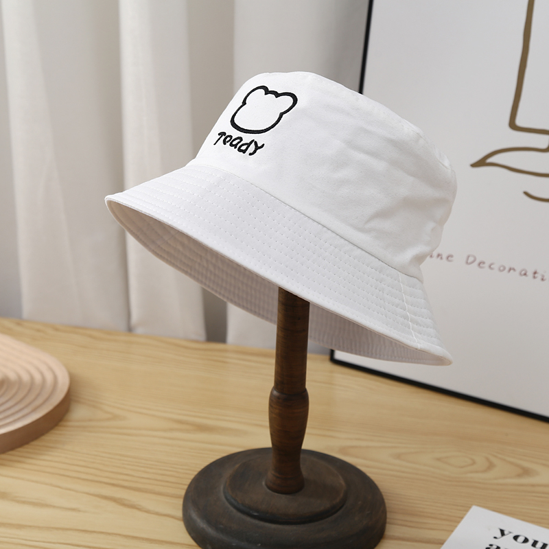 Nón Tai Bèo Hai Mặt Thêu Hình Gấu Dễ Thương Phong Cách Hàn Quốc Thời Trang Mùa Hè Cho Nữ