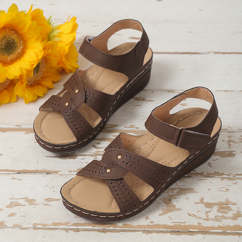 Size Lớn 35-43 Giày Sandal Nữ Flat Bohemian Giày Nữ Đi Biển Gót Thấp