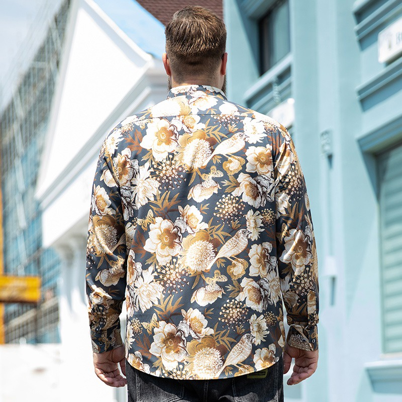 Áo Sơmi DàI Tay In Hoa Phong CáCh Hawaii Cho Nam