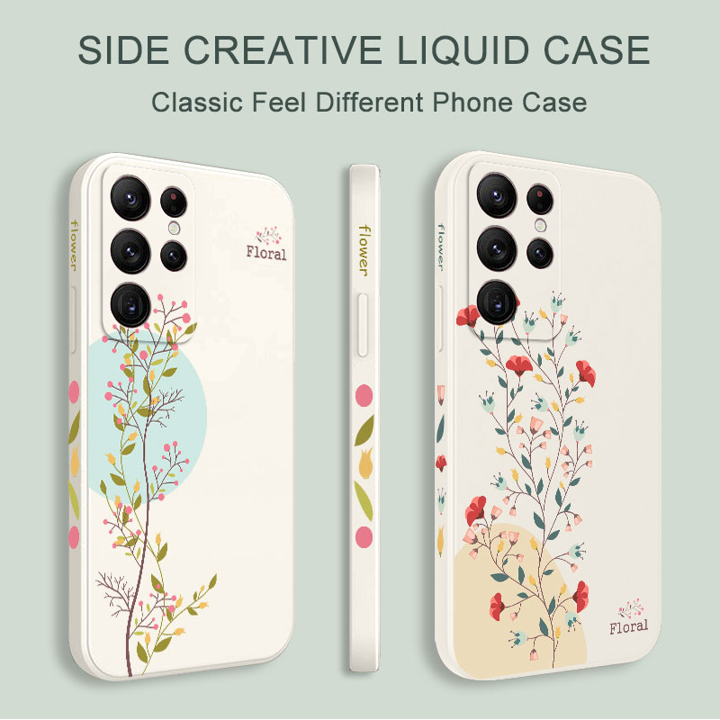 Bao Da Điện Thoại Họa Tiết Hoa Thời Trang Cho samsung galaxy s23 s22 fe ultra plus Ốp