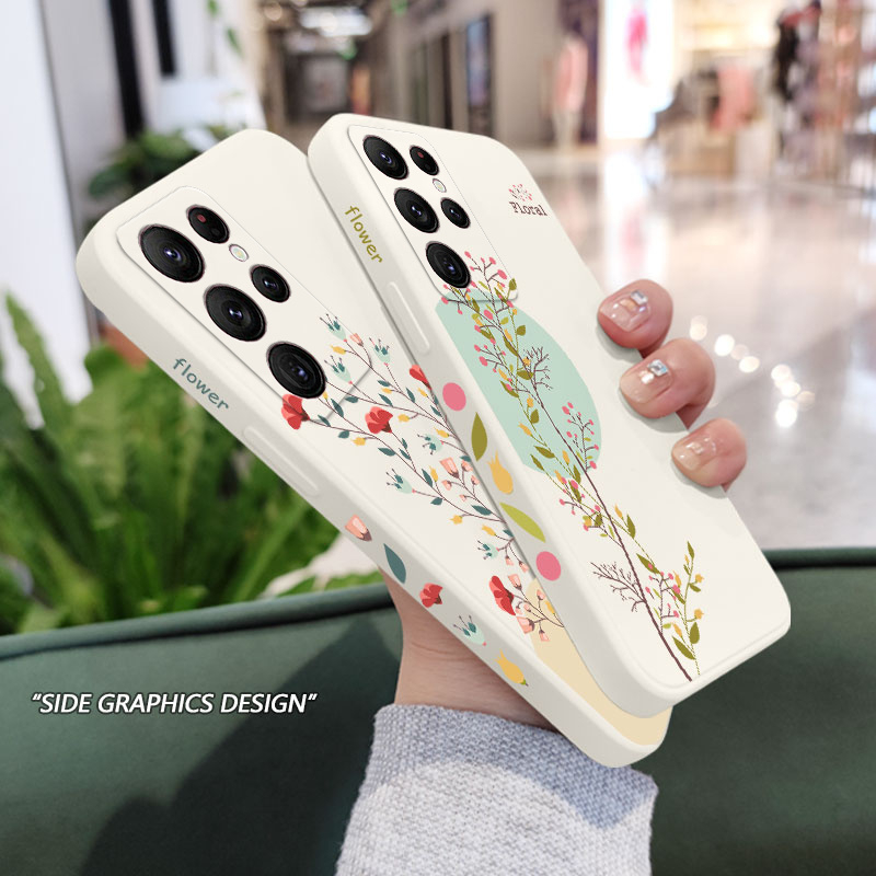 Bao Da Điện Thoại Họa Tiết Hoa Thời Trang Cho samsung galaxy s23 s22 fe ultra plus Ốp