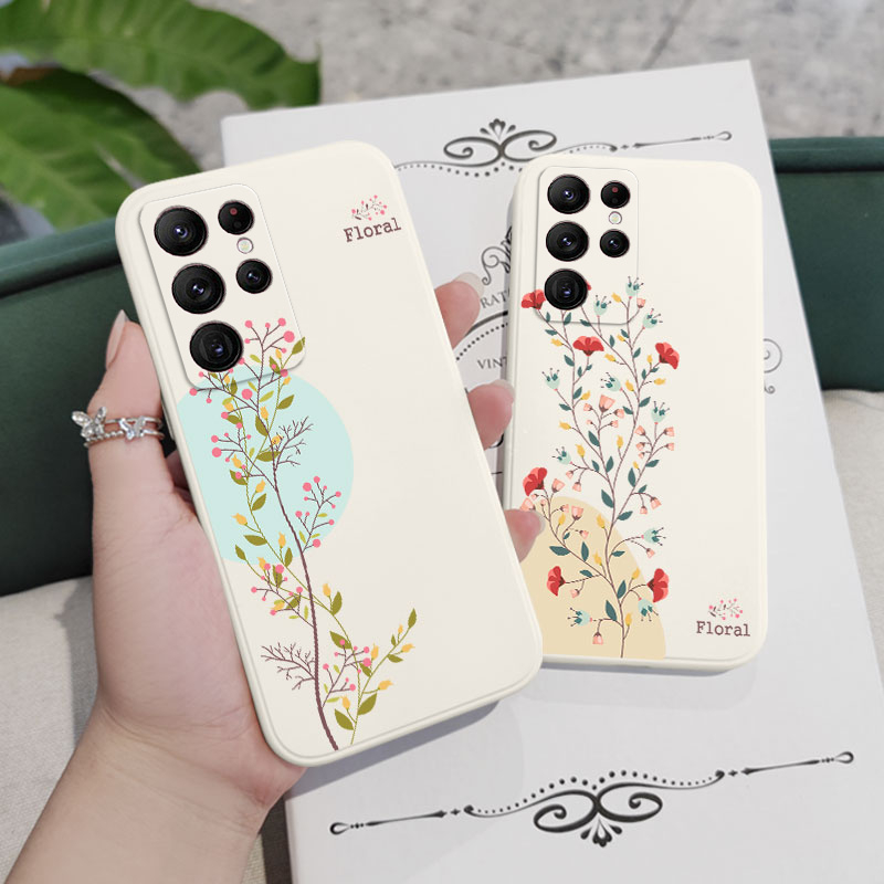 Bao Da Điện Thoại Họa Tiết Hoa Thời Trang Cho samsung galaxy s23 s22 fe ultra plus Ốp