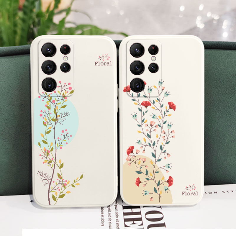 Bao Da Điện Thoại Họa Tiết Hoa Thời Trang Cho samsung galaxy s23 s22 fe ultra plus Ốp