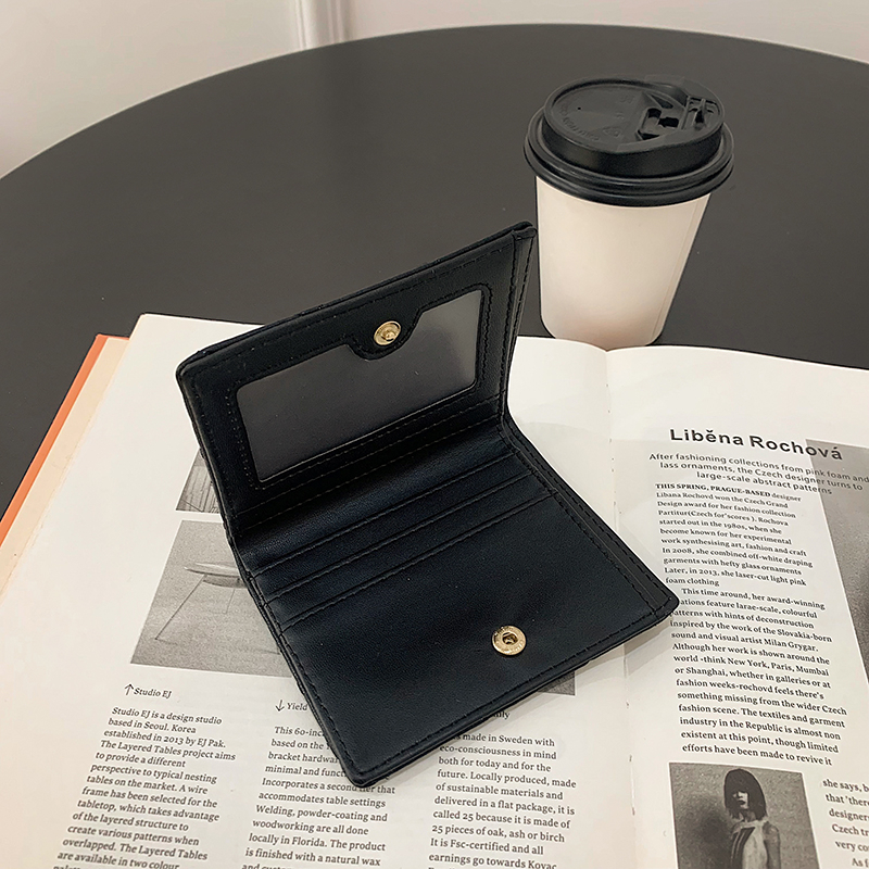 Hàng Có Sẵn Ví Ngắn Siêu Mỏng Thêu Chỉ Đính Kim Cương Phong Cách Hàn Quốc Đơn Giản Dễ Phối Đồ