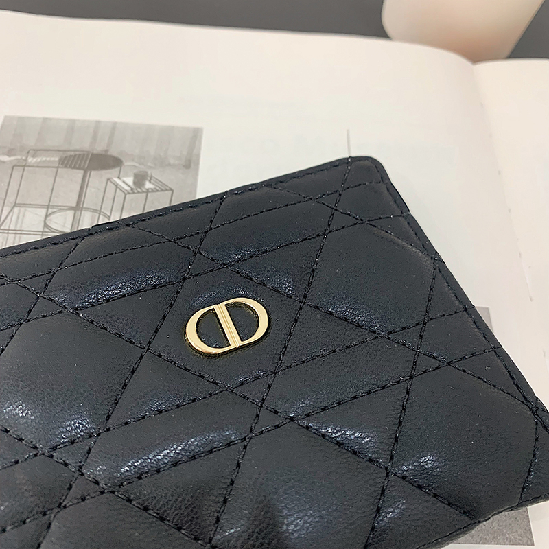 Hàng Có Sẵn Ví Ngắn Siêu Mỏng Thêu Chỉ Đính Kim Cương Phong Cách Hàn Quốc Đơn Giản Dễ Phối Đồ