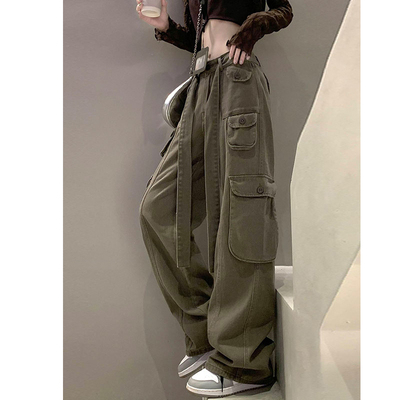 QADCOL Quần Yếm denim Dài Ống Rộng Lưng Cao Thời Trang Mùa Hè Hàng Mới Dành Cho Bạn Nữ