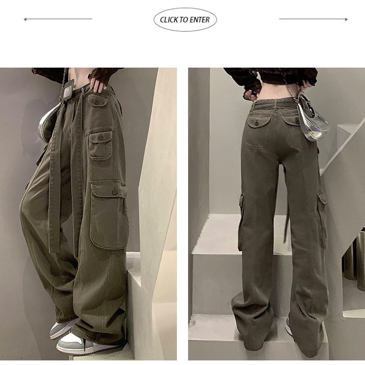 QADCOL Quần Yếm denim Dài Ống Rộng Lưng Cao Thời Trang Mùa Hè Hàng Mới Dành Cho Bạn Nữ