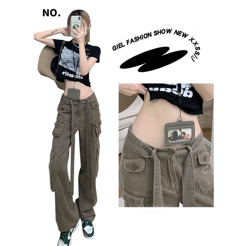 QADCOL Quần Yếm denim Dài Ống Rộng Lưng Cao Thời Trang Mùa Hè Hàng Mới Dành Cho Bạn Nữ