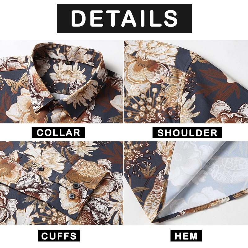 Áo Sơmi DàI Tay In Hoa Phong CáCh Hawaii Cho Nam