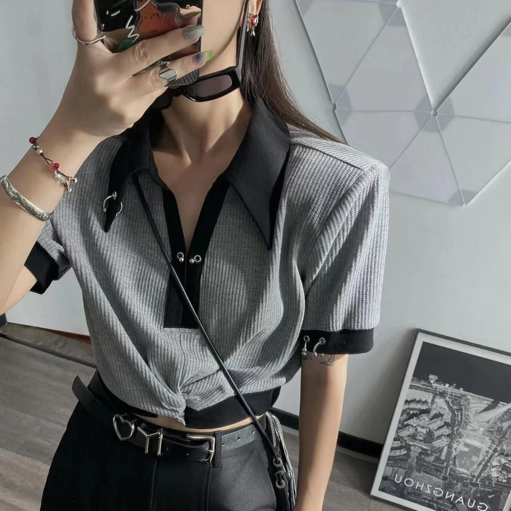 Áo polo Tay Ngắn Phong Cách Retro Hàn Quốc COZOK