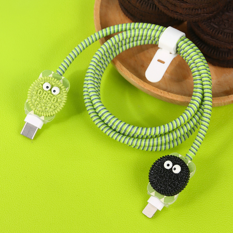 Bộ 4 Phụ Kiện Bảo Vệ Dây Cáp Sạc 11Promax 12 13Pro Type C Hình Hoạt Hình