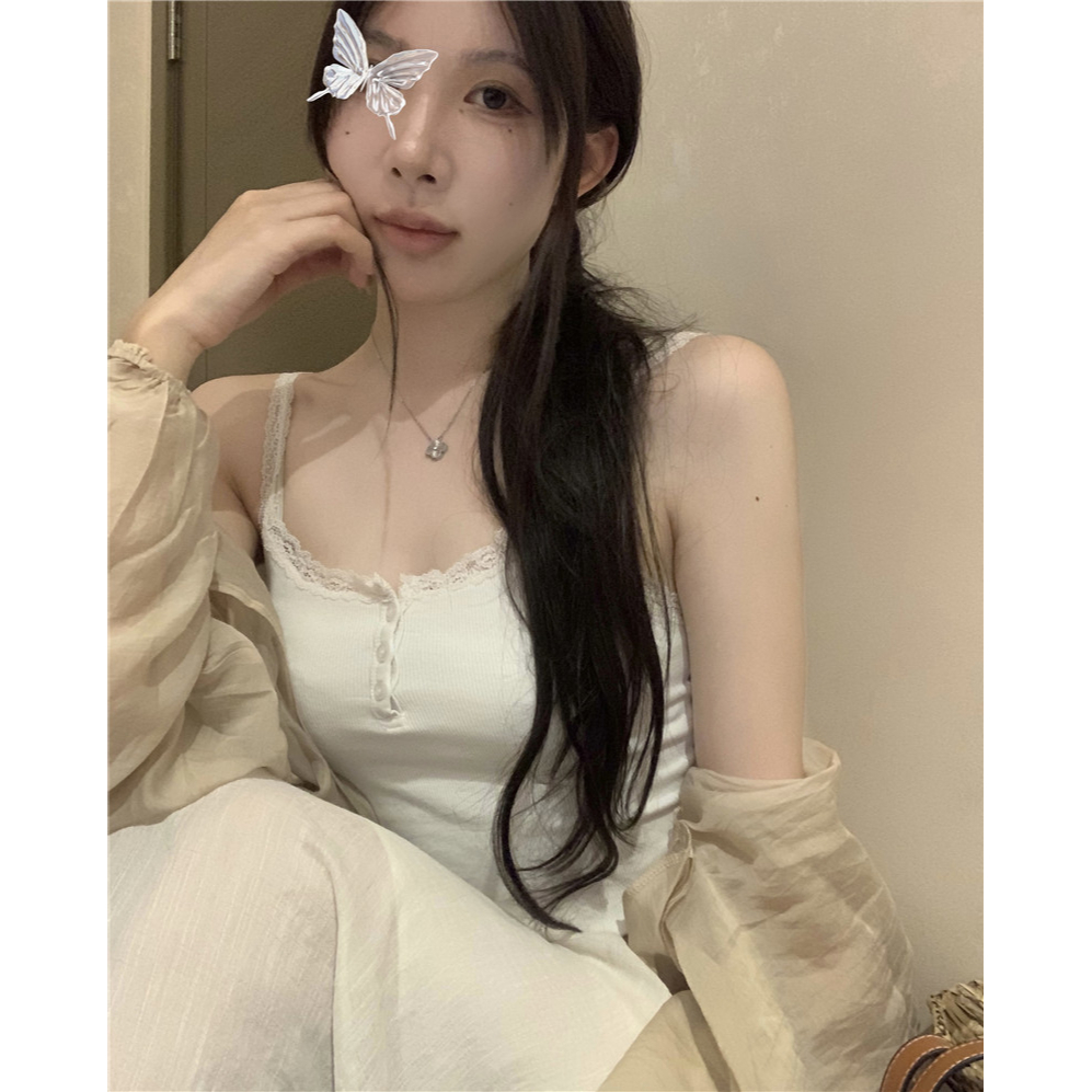 Cocory vn Bộ Áo Tank Top Hai Dây + Áo Khoác Cardigan Dài Tay Chống Nắng + Chân Váy Chữ A Lưng Cao Thời Trang Gợi Cảm Cho Nữ