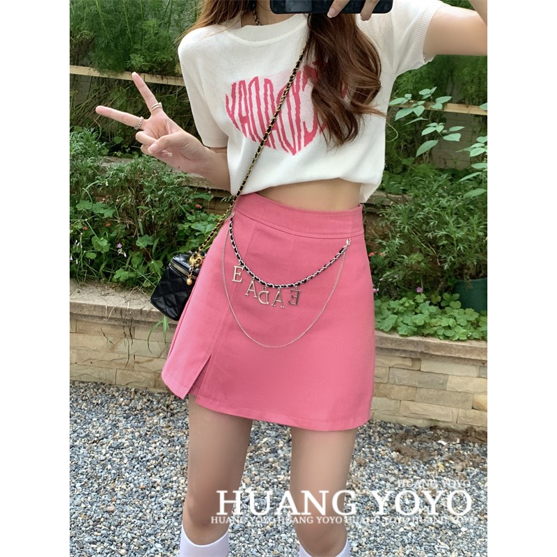 Chân Váy Denim Lưng Cao Màu Sắc Thời Trang Mùa Hè Cho Nữ