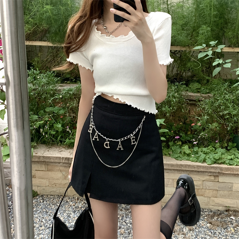 Chân Váy Denim Lưng Cao Màu Sắc Thời Trang Mùa Hè Cho Nữ